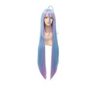No Game No Life Shiro Natural 100cm Long Straight 2 Tones Blue Purple Mix Synthetic Cosplay Wig Hair For Halloween Party