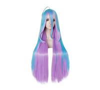 No Game No Life Shiro peluca natural larga recta 2 tonos azul púrpura mezcla pelucas de cosplay sintéticas para fiesta de carnaval de Halloween KUYB4572