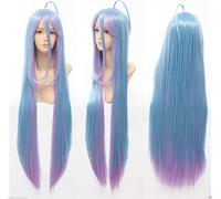 No Game No Life Shiro Wig 100cm Long Straight 2 Tones Blue Purple Mix Synthetic Hair Cosplay Wigs + Wig Cap