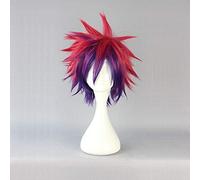 NO GAME NO LIFE Sora Cosplay Pelucas 35cm Corto Recto Mullido Resistente al calor Pelo sintético Rojo Púrpura Mixto Anime Disfraz Fiesta