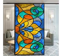 No Glue Decorative Privacy Frosted Window Film Modern Classic Stained Glass Door Window Decals Window Sticker 50x120cm(19.7"x47.2")