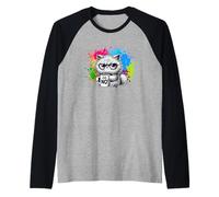 No Grumpy Funny Cat Café Mañana Humor Oficina Camiseta Manga Raglan