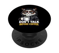 No hables Antes del café, Gato, Humor matutino Divertido PopSockets PopGrip Adhesivo