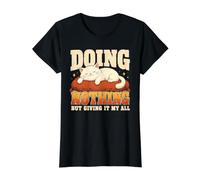 No Hacer Nada más Que Dar mi Gato Perezoso Divertido Camiseta gráfica económica, Mujer, Negro, M