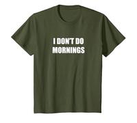 No Hago por la mañana Camiseta, Niños, Verde Oliva, 8 años