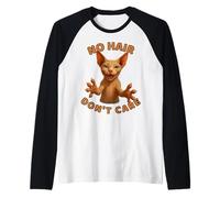 No Hair Don't Care Sphynx Cat Funny Hairless Meme Weird Cat Camiseta Manga Raglan