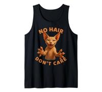 No Hair Don't Care Sphynx Cat Funny Hairless Meme Weird Cat Camiseta sin Mangas