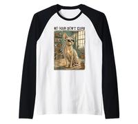 No Hair Don't Care Sphynx Cat Gafas de Sol Vintage Retro Camiseta Manga Raglan