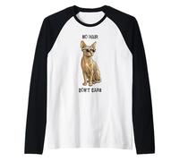 No Hair Don't Care Sphynx Cat Gafas de Sol Vintage Retro Camiseta Manga Raglan