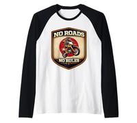 No Hay Carreteras Ninguna Regla Motocross Motocross Dirt Bike Rider Japón Moto Camiseta Manga Raglan