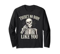 No Hay Cuerpo como tú Esqueleto Wordplay Halloween Manga Larga