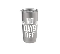 No Hay Días De Descanso Culturista Diciendo Barbell Vaso térmico de acero inoxidable de doble pared