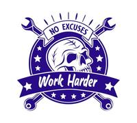 No hay excusas, trabaja más duro Pegatinas de pared de vinilo 67.2x69.6cm Varios tamaños Azul oscuro