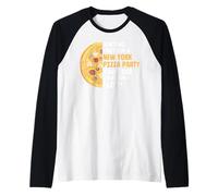 No hay fiesta como una fiesta de pizza de Nueva York porque nuestras rebanadas Camiseta Manga Raglan