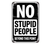 No Hay Gente Estúpida Más Allá De Este Punto Letrero De Metal Divertido Placa Metálica Resistente Y Duradera Letreros De Estaño para Restaurante Aire Libre Patio 20X30Cm
