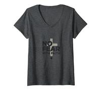 No Hay Miedo con fe La Vida da Miedo sin Jesús Christian Camiseta Cuello V, Mujer, Jaspeado Oscuro, XL