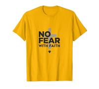 No Hay Miedo con fe La Vida da Miedo sin Jesús Christian Camiseta, Hombre, Dorado Brillante, S