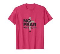 No Hay Miedo con fe La Vida da Miedo sin Jesús Christian Camiseta, Hombre, Rojo Jaspeado, XXL