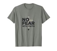 No Hay Miedo con fe La Vida da Miedo sin Jesús Christian Camiseta, Hombre, Verde Militar Jaspeado, L
