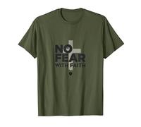 No Hay Miedo con fe La Vida da Miedo sin Jesús Christian Camiseta, Hombre, Verde Oliva, M