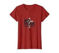 No Hay Miedo con fe La Vida da Miedo sin Jesús Christian Camiseta, Mujer, Arándano, XL