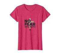 No Hay Miedo con fe La Vida da Miedo sin Jesús Christian Camiseta, Mujer, Rojo Jaspeado, M