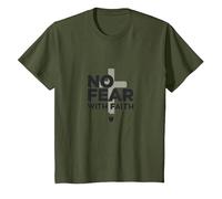 No Hay Miedo con fe La Vida da Miedo sin Jesús Christian Camiseta, Niños, Verde Oliva, 3 años