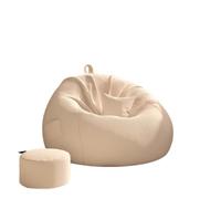 No hay montaje cómodo Puf color crema, sillón de lectura de tela para espacios pequeños, Tatami(Khaki,Extra Grande)