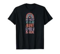 No Hay por qué temer: la tía Emily está aquí. Nombre: Rainbow Auntie Camiseta