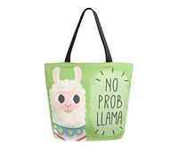 No hay problema Llama Bolsa de lona Bolsa de transporte Bolsa de hombro para compras Bolsa de viaje Bolsas de comestibles reutilizables