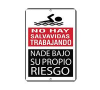 No Hay Salvavidas Trabajando Nade Bajo Su Propio Riesgo Póster de Metal Decoración de Pared Cartel de Estaño 8 x 12 pulgadas