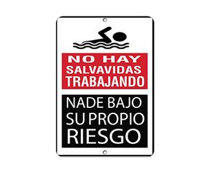 No Hay Salvavidas Trabajando Nade Bajo Su Propio Riesgo Póster de Metal Decoración de Pared Cartel de Estaño 8 x 12 pulgadas