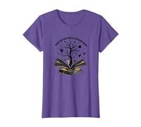No Hay Tal Cosa como demasiados Libros Leyendo Arte Camiseta, Mujer, Morado Jaspeado, L