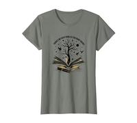 No Hay Tal Cosa como demasiados Libros Leyendo Arte Camiseta, Mujer, Verde Militar Jaspeado, M