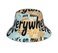 No he Estado en Todas Partes, Pero está en mi Lista. Sombrero Tipo Cubo Reversible con Estampado Unisex. Reflectante, Plegable, Ligero, para Pesca y Sol. Gorro de Verano para Playa, Pesca y