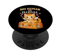 No Human Is Illegal Cute Kitten Wings Retro Maleta PopSockets PopGrip Adhesivo
