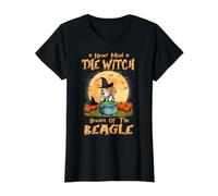 No Importa la Bruja Cuidado con el Perro Beagle Halloween Camiseta gráfica económica, Mujer, Negro, XL