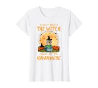 No Importa la Bruja Cuidado con el Perro Havanese Halloween Camiseta gráfica económica, Mujer, Blanco, L