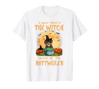 No Importa la Bruja Cuidado con el Perro Rottweiler Camiseta gráfica económica, Hombre, Blanco, S