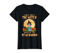 No Importa la Bruja Cuidado con el Perro San Bernardo Camiseta gráfica económica, Mujer, Negro, M