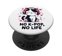 No K-pop No Life Sweet Cat Música Coreana Corea Del Sur PopSockets PopGrip Adhesivo