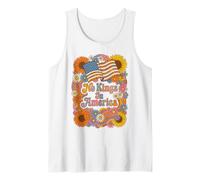 No Kings In America 70s Groovy Floral Vintage Estética Camiseta sin Mangas