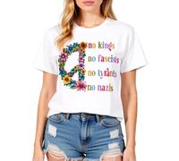 No Kings in America Fashion Casual Short Sleeve Women's Cotton T-Shirt with Distressed Graphic Design