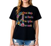 No Kings in America Fashion Casual Short Sleeve Women's Cotton T-Shirt with Distressed Graphic Design