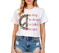 No Kings in America Fashion Casual Short Sleeve Women's Cotton T-Shirt with Distressed Graphic Design