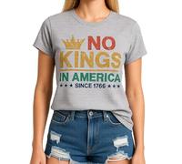 No Kings in America Fashion Casual Short Sleeve Women's Cotton T-Shirt with Distressed Graphic Design