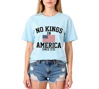NO Kings IN America Flag Print Cotton T-Shirt for Women, Casual Summer Graphic tee with Comfortable Fit and Vibrant Design