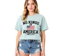NO Kings IN America Flag Print Cotton T-Shirt for Women, Casual Summer Graphic tee with Comfortable Fit and Vibrant Design