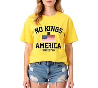 NO Kings IN America Flag Print Cotton T-Shirt for Women, Casual Summer Graphic tee with Comfortable Fit and Vibrant Design
