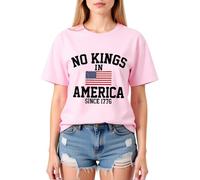NO Kings IN America Flag Print Cotton T-Shirt for Women, Casual Summer Graphic tee with Comfortable Fit and Vibrant Design
